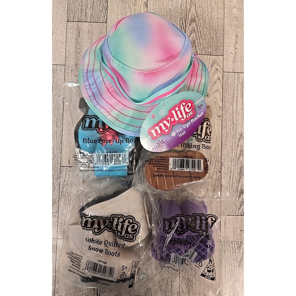 My Life Doll Bucket Hat Shoes Lot of 5 Tie Dye Snow Hiking Boots High Heels NEW